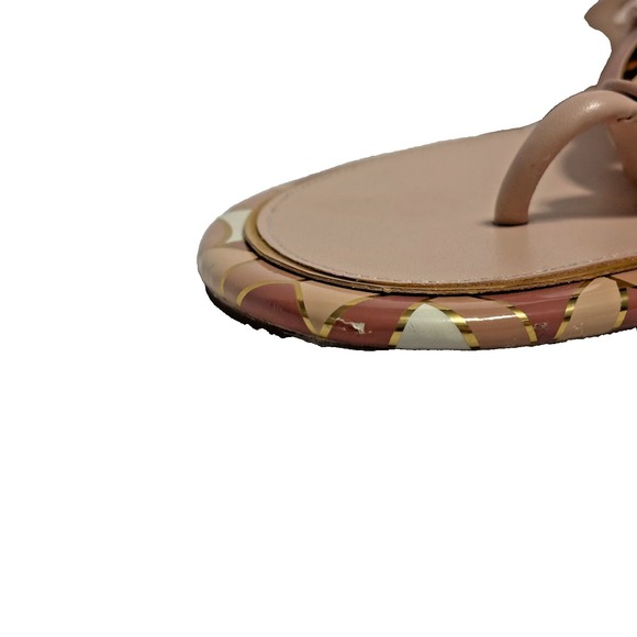 Tory Burch Miller Geometric Logo Thong Sandals Women's Size 8.5 M Nude Blush - Picture 10 of 16